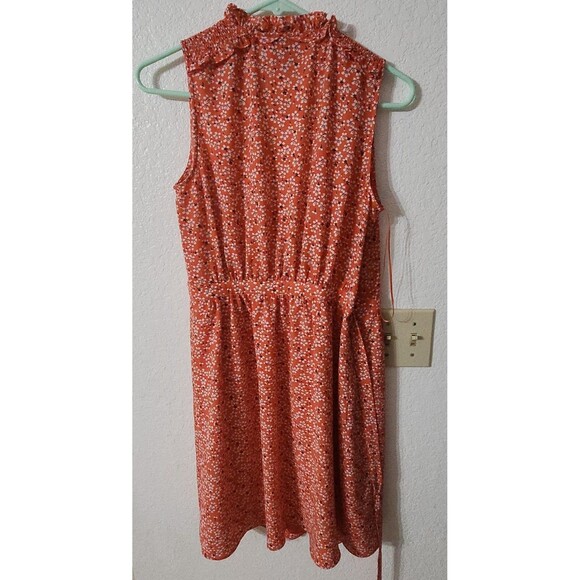 CeCe Wrap Dress Womens Extra Small XS Tie Floral Spring Ruffle Bay Coral - Picture 7 of 10